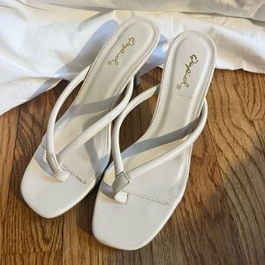 Frances Off White Thong Skinny Strap Heels